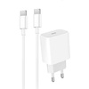 ŁADOWARKA SIECIOWA 3,6A 20W BIAŁA DENMEN + KABEL TYP-C 3600mA DC06  PD TYP-C DO TYP-C