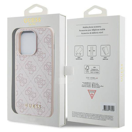 Etui Guess 4G Metal Gold Logo na iPhone 15 Pro - różowe