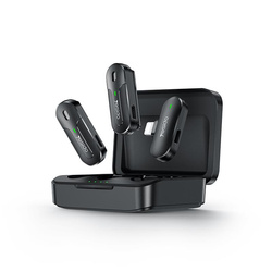 Yesido KR16 Mikrofon MEMS 2szt. na Klips Lightning, Wireless 2.4GHz, BLACK/CZARNY