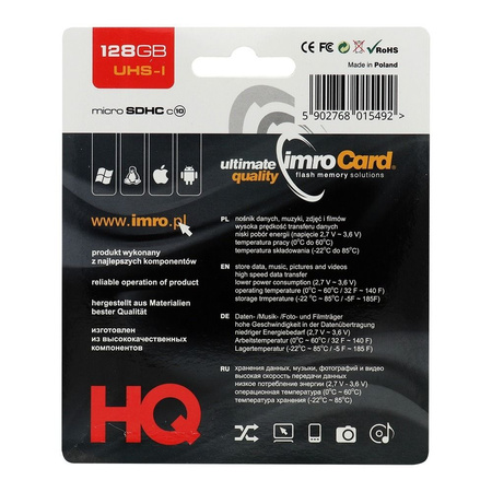 Imro karta pamięci 128GB microSDHC kl. 10 UHS-I + adapter