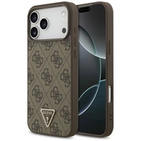 Etui Guess Leather 4G Triangle Strass MagSafe na iPhone 17 Pro Max - brązowe