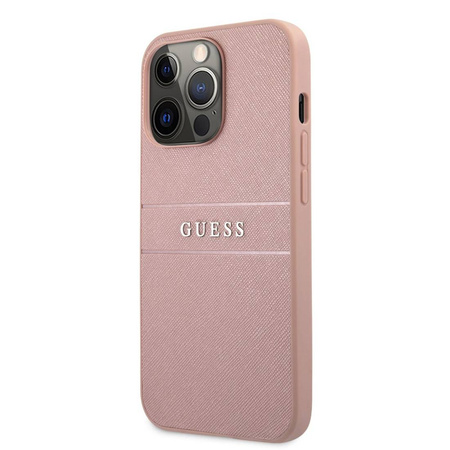 Oryginalne Etui IPHONE 13 PRO MAX 6,7" Guess Hardcase Saffiano Stripe GUHCP13XPSASBPI różowe