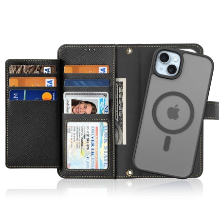 Dux Ducis Lawa Lederhülle für iPhone 15 - Schwarz