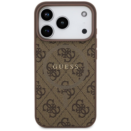 GUESS futerał do IPHONE 17 Pro kompatybilny z MagSafe GUHMP17LG4GFRW (PU 4G Ring Classic Logo) brązowy