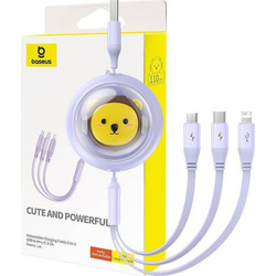 BASEUS zwijany kabel USB do Micro/Lightning/Typ C 3w1 Leo 3.5A 1.1m fioletowy CB000063