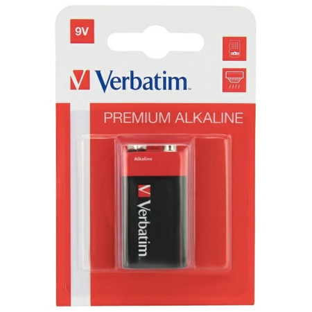 Verbatim Bateria alkaliczna 9V 6LR61      1szt czarny/black 49924
