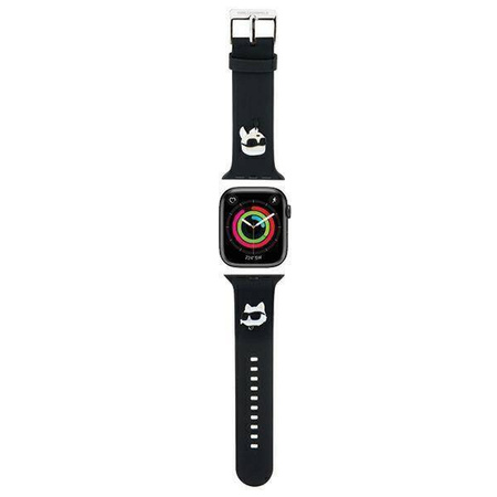 Armband für APPLE WATCH 4 / 5 / 6 / 7 / 8 / SE (38 / 40 / 41 MM) Karl Lagerfeld Strap 3D Rubber Karl&Choupette Heads (KLAWMSLKCNK) schwarz