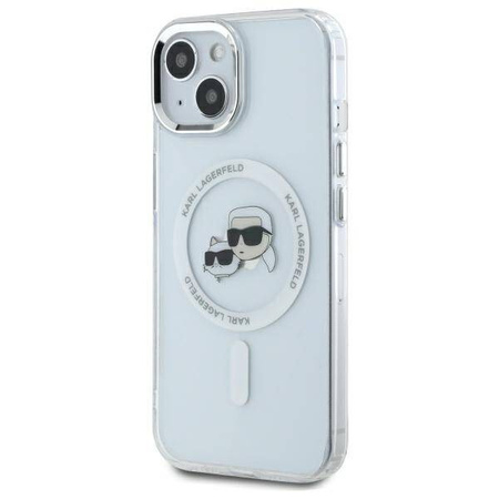 Original Case IPHONE 14 Karl Lagerfeld Hardcase IML Metal Karl&Choupette Head MagSafe (KLHMP14SHLSKCH) white