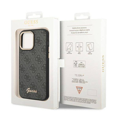 Original Case IPHONE 14 PRO MAX Guess Hard Case 4G Vintage Gold Logo (GUHCP14XHG4SHK) black
