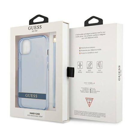 Schutzhülle IPHONE 13 Guess Hardcase Translucent Stap (GUHCP13MHTSGSB) blau