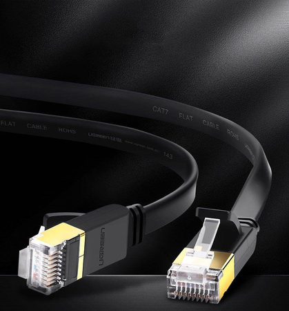 Ugreen Flat Cable Internet Network Cable Ethernet Patchcord RJ45 Cat 7 STP LAN 10 Gbps 3m Black (NW106 11262)