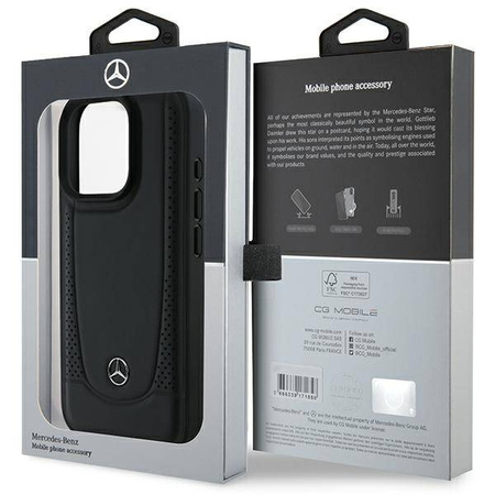 Mercedes nakładka do iPhone 16 Pro 6,3" MEHCP16LARMBK Hardcase Leather Urban czarna