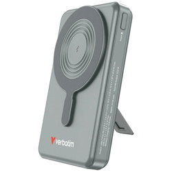 Powerbank Verbatim Charge n Go 10000mAh  z podstawką Magnetic Wireless wyświetlacz TFT 2xkabel USB-C szary 32272