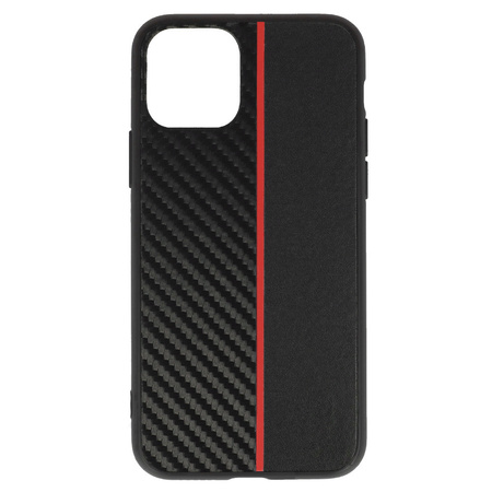 Tel Protect CARBON Case do Iphone 11 Pro Czarny z czerwonym paskiem