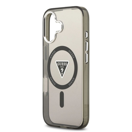 Guess Nakładka Magsafe IML Gradient Case With Print Triangle Logo & Silver Metal Camera Buttons Do iPhone 17 Czarna