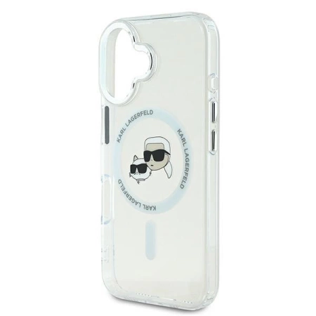 Etui Karl Lagerfeld IML Metal Karl&Choupette Head MagSafe na iPhone 16 Plus - białe