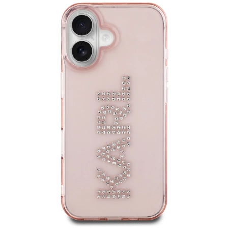 Karl Lagerfeld IML Rhinestones Logo iPhone 16 Case - Pink