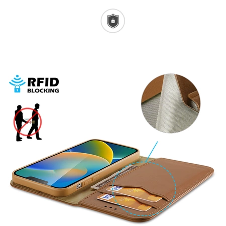 Dux Ducis Hivo echt Leder booktype case schutzhülle aufklappbare hülle für iPhone 14 braun
