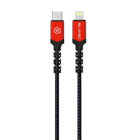 Blavec Kabel Raptor pleciony - Typ C na Lightning - PD 20W 2,4A 0,5 metra (CRA-CL24BR05) czarno-czerwony