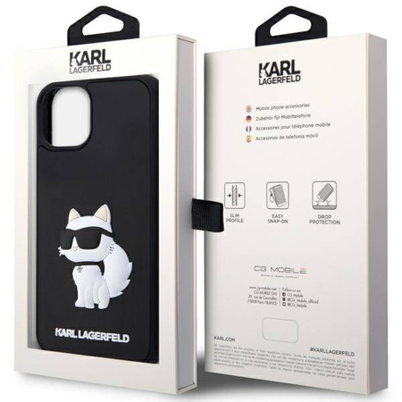 Karl Lagerfeld KLHCP14S3DRKHNK iPhone 14 6.1&quot; schwarz/schwarz Hardcase Rubber Choupette 3D