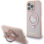 Etui Hello Kitty Ring Stand Glitter Electrop Logo MagSafe na iPhone 15 Pro Max - różowe