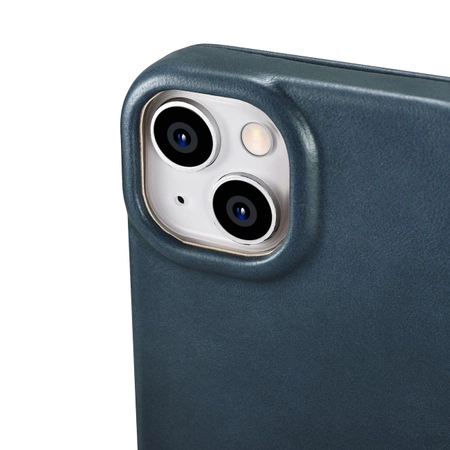 iCarer CE Oil Wax Premium Leather Folio Case iPhone 14 Plus magnetische Klapphülle MagSafe blau (AKI14220707-BU)