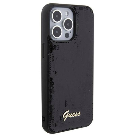 Guess Sequin Script Metal case for iPhone 15 Pro Max - black