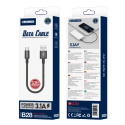 JELLICO kabel B28 USB-C 3.1A 0.3M Czarny