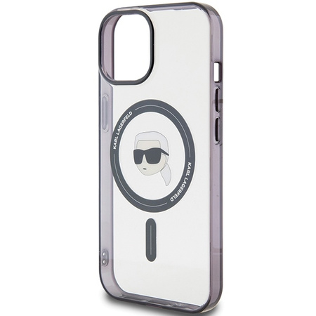 Etui Karl Lagerfeld IML Karl's Head MagSafe do iPhone 15 Plus - przezroczyste