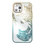 Luxuriöse iPhone 14 Plus-Hülle mit Kingxbar Phoenix-Kristallen – Gold und Blau