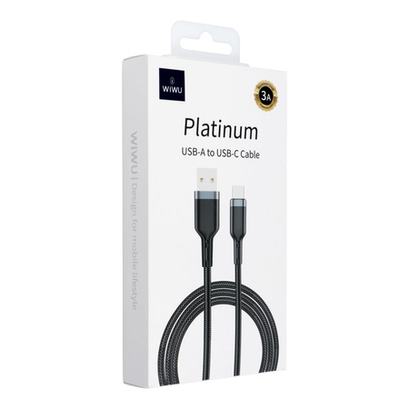 WiWU - Kabel USB serii Platinum Wi-C019 USB A do USB C 3A 1,2m - czarny