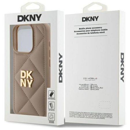 Original Handyhülle IPHONE 15 PRO MAX DKNY Quilted Stack Logo (DKHCP15XPQDSLE) beige