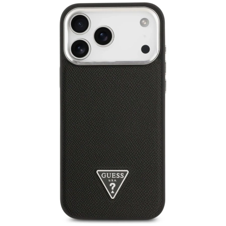 Etui Guess Grained Triangle Logo MagSafe na iPhone 17 Pro Max - czarne