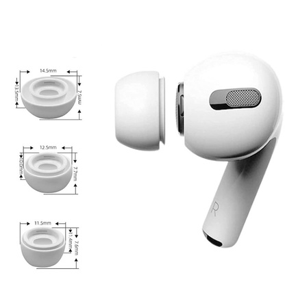 Gumki Silikonowe do Apple Airpods Pro 3-pak Tech-Protect białe