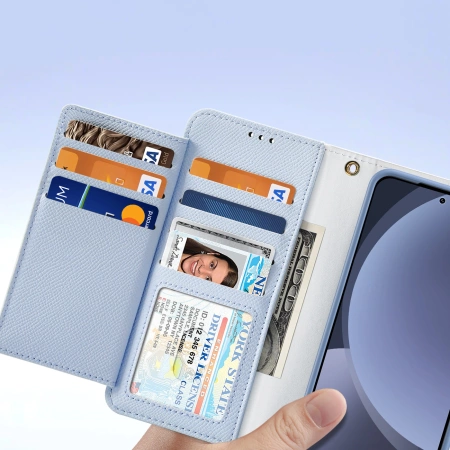 Dux Ducis Lawa Leather Case for Samsung Galaxy S25+ with Detachable Magnetic Wallet - Blue