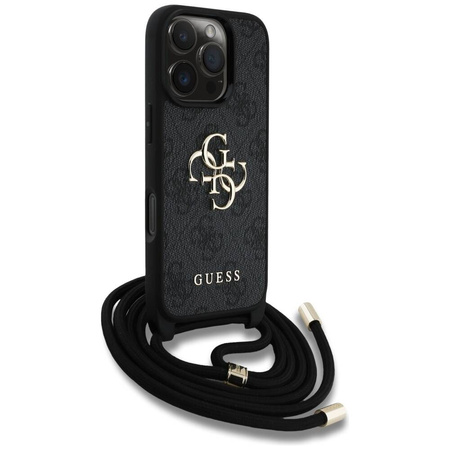 Original Case IPHONE 16 PRO Guess 4G Big Logo Cord Stap Crossbody black