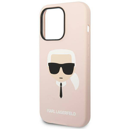 Oryginalne Etui IPHONE 14 PRO Karl Lagerfeld Hardcase Silicone Karl`s Head jasny róż