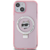 Etui Karl Lagerfeld Ring Stand Choupette Head MagSafe do iPhone 15 - różowe
