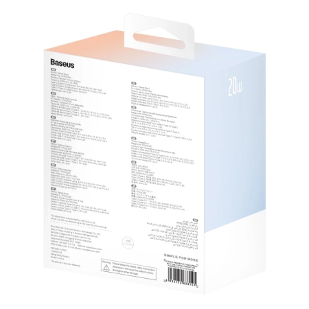 Baseus Popsicle 5200 mAh 20 W Powerbank mit integriertem Lightning Kabel (+ weißes Baseus Simple USB-C – USB-C 60 W/20 V/3 A/30 cm Kabel) – blau-orange