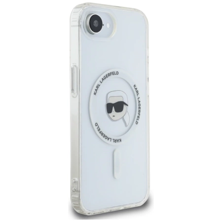 Karl Lagerfeld IML Metal Karl Head MagSafe Case for iPhone 16e White