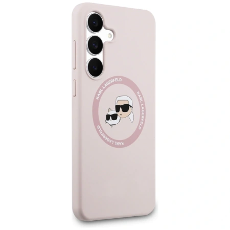 Karl Lagerfeld Silicone Karl & Choupette Heads MagSafe Case for Samsung Galaxy S25 FE - Pink