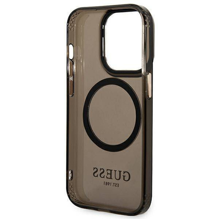 Guess Gold Outline Translucent MagSafe - Etui iPhone 14 Pro (czarny)