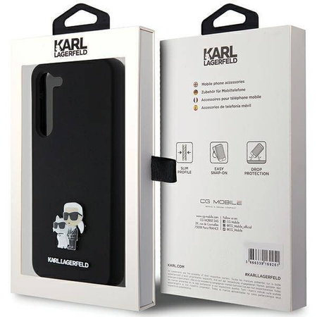 Oryginalne Etui KARL LAGERFELD hardcase Silicone Karl&Choupette Metal Pin KLHCS24MSMHKCNPK do Samsung Galaxy S24 Plus czarny