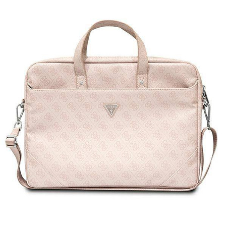 Original Case LAPTOP 16" Guess Saffiano 4G Hot Stamp Triangle Logo pink