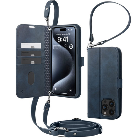 Spigen Wallet S Pro Hülle für iPhone 15 Pro – Marineblau