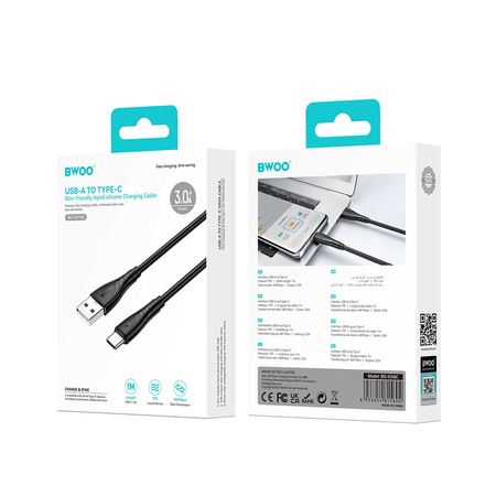 BWOO kabel USB - USB-C 1m 27W 3A czarny BO-X318C