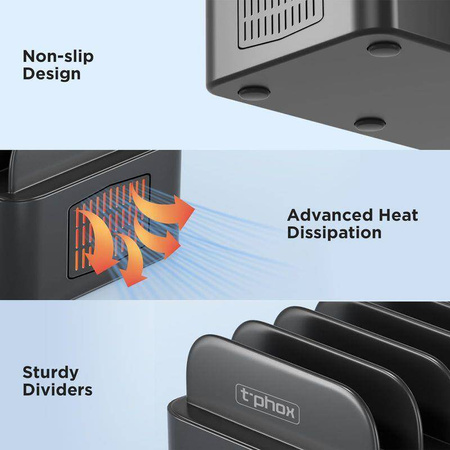 ŁAD SIEC T-PHOX POWERHUB DUAL PORT 100W 2xUSB-C/3xUSB STACJA DOKUJĄCA BLACK