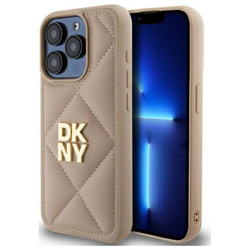 Original Handyhülle IPHONE 15 PRO DKNY Quilted Stack Logo (DKHCP15LPQDSLE) beige