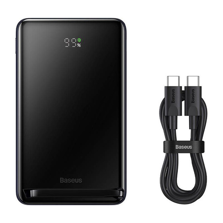 Baseus Magnetic Bracket powerbank z bezprzewodowym ładowaniem MagSafe 10000mAh 20W Overseas Edition niebieski (PPCX000203) + kabel USB Typ C Baseus Xiaobai Series 60W 0,5m