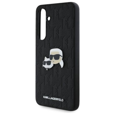Oryginalne Etui SAMSUNG GALAXY S24 FE Karl Lagerfeld Hardcase Monogram Karl&Choupette Head Pin (KLHCS24FEPGKLKCPK) czarne